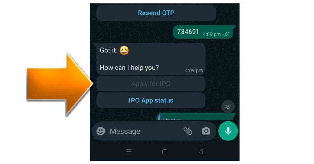 how to apply for IPO via what's app