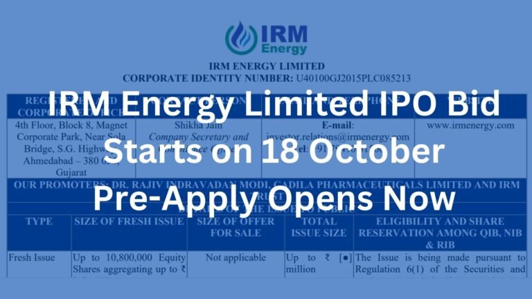 IRM Energy Limited IPO Bid Starts on 18 October Pre Apply Opens Now