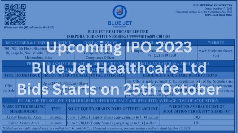 Upcoming IPO 2023 Blue Jet Healthcare Ltd Bids Starts on 25th October